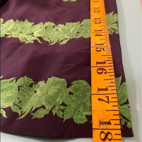 ASO The Mindy Project J. Crew 100% Silk Kelly Green Navy Blue Beanstalk Skirt - Picture 14 of 15